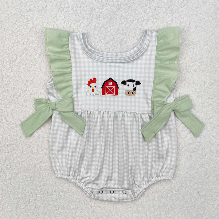 Sibling Boys Baby Girls Farm House Cow Summer Rompers Clothes Sets