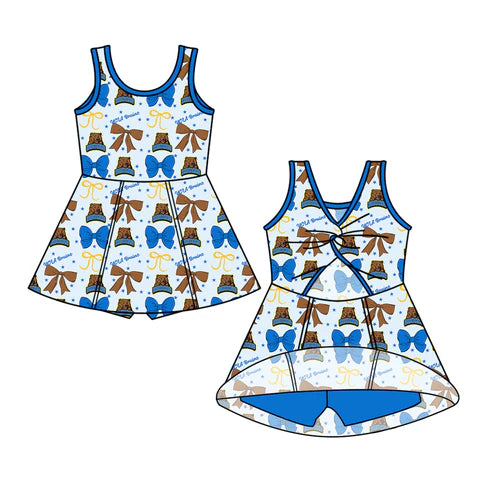 7.3 Custom Moq 3 Baby Girls Sleeveless UCLA Bows Plaid Shorts Team Knee Length Dresses