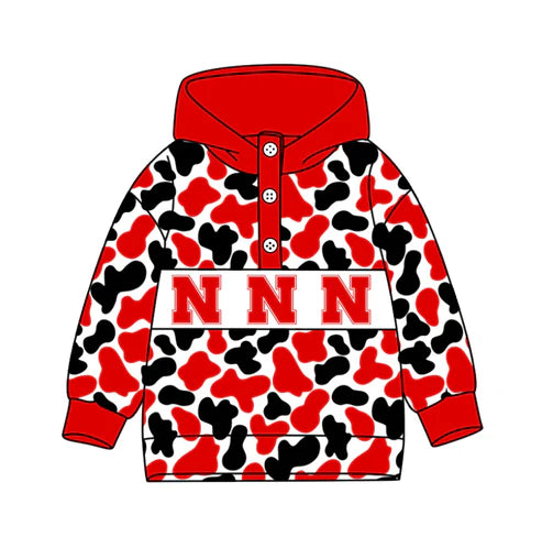 10.15Custom Moq 8 Baby Boys Red Black Camo N Team Button Hoodies Top