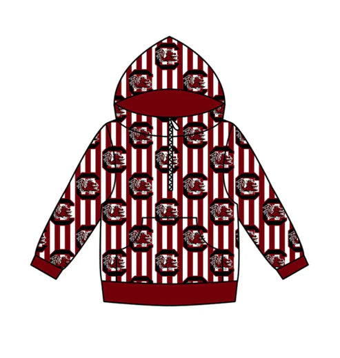11.4 Custom Moq 8 Baby Boys Zipper Pockets Red Stripe C Bulls Team Hoodies Top