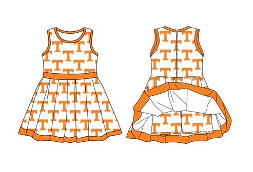 10.13 Custom Moq 8 Baby Girls Orange Sleeveless Shorts T Team Knee Length Dress