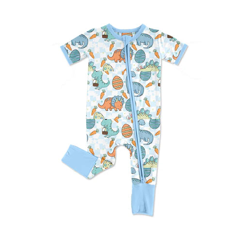 SR2344 Baby Infant Boys Easter Dinosaurs Eggs Zip Rompers preorder