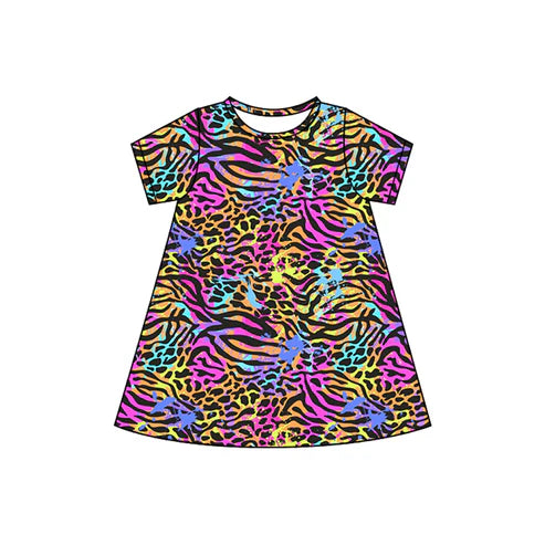 4.21   GSD2479 Baby Girls Short Sleeves Colorful Stripes Knee Length Dresses Preorder