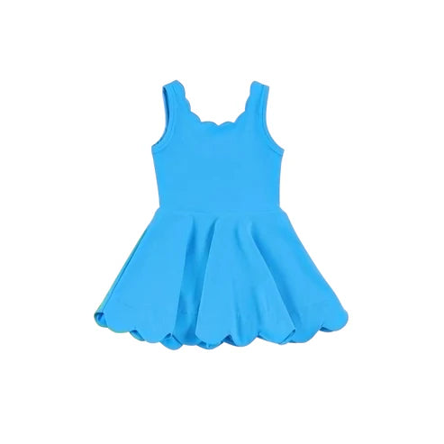 4.12 GSD2375 Baby Girls Hot Blue Sleeveless Yoga Active Knee Length Dresses Preorder