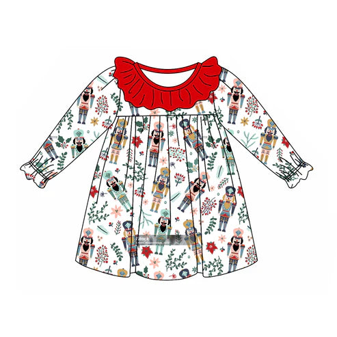 5.27 GLD0900 Baby Girls Christmas Soldier Ruffle Knee Length Dresses Preorder