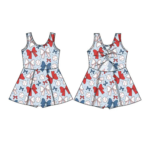 GSD2150 Baby Girls Baseball 4th Of July Yoga Active Wear Skort Knee Length Dresses Preorder