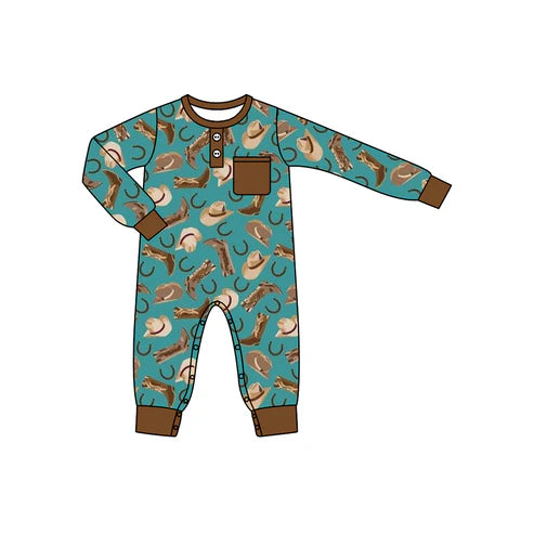 5.24 LR1913 Baby Infant Boys Cowboy hat boots Rompers preorder