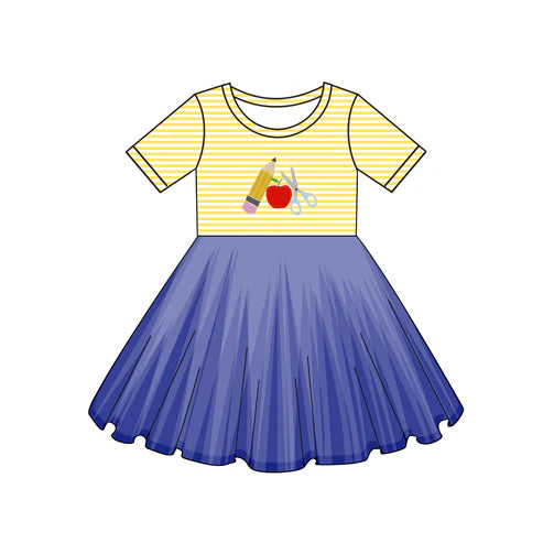 GSD2155 Baby Girls Pencil Back To School Apple Knee Length Tutu Dresses Preorder
