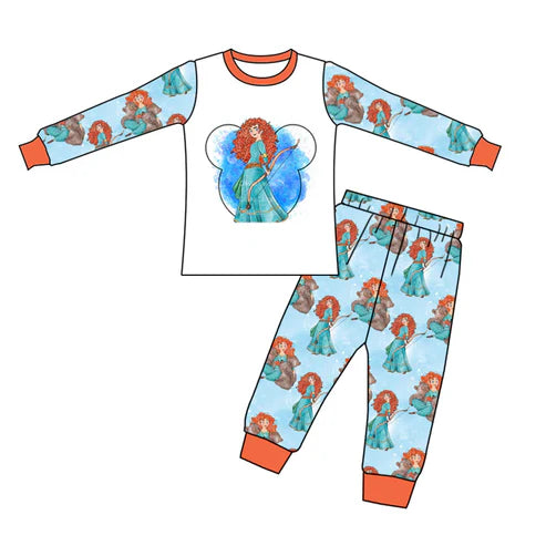 6.23 Custom Moq 3 Baby Girls Princess 1 Cartoon Pants Pajamas Clothes Sets