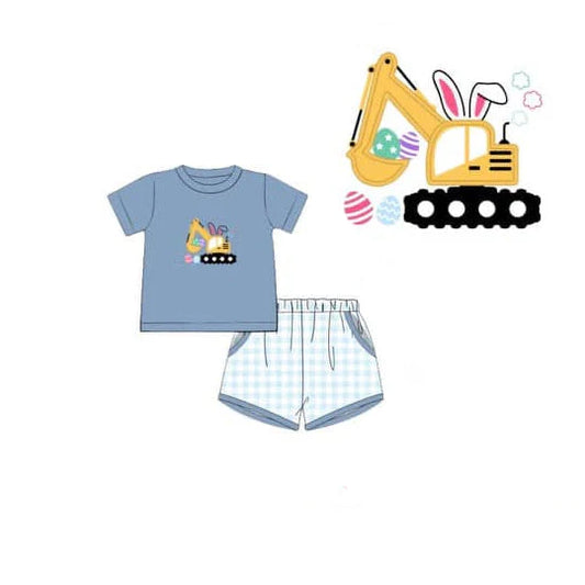 11.7 MOQ：5pcs BSSO1648 pre-order baby boy clothes truck toddler boy easter summer outfit