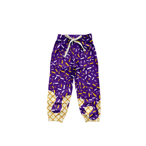 8.7 P0819 Baby Girls Purple Drip Team Pockets Yoga Pant Preorder