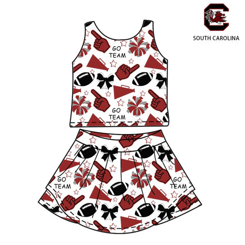 6.26 Custom Moq 3 Baby Girls Carolina Team Sleeveless Top Skorts Sets