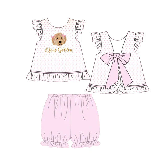 12.10 MOQ：5pcs GSSO3007 pre-order baby girl clothes pubby print toddler girl summer outfit