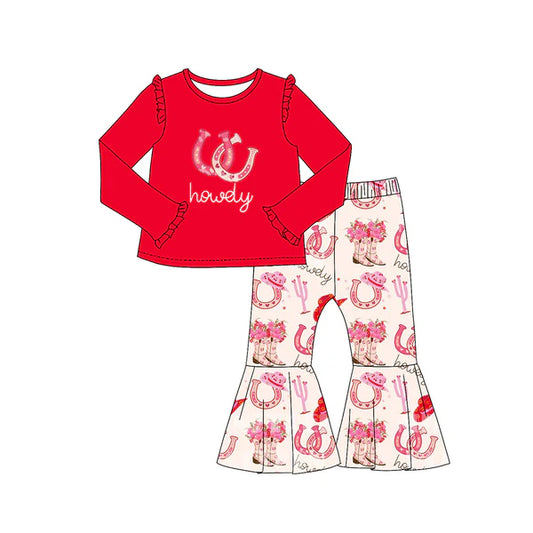 5.28 GLP2013 Baby Girls Valentines Western Boots Shirt Bell Pants Clothes Sets Preorder