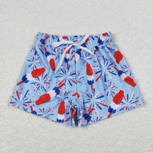 S0336 Firework Popsicle blue swimming trunks