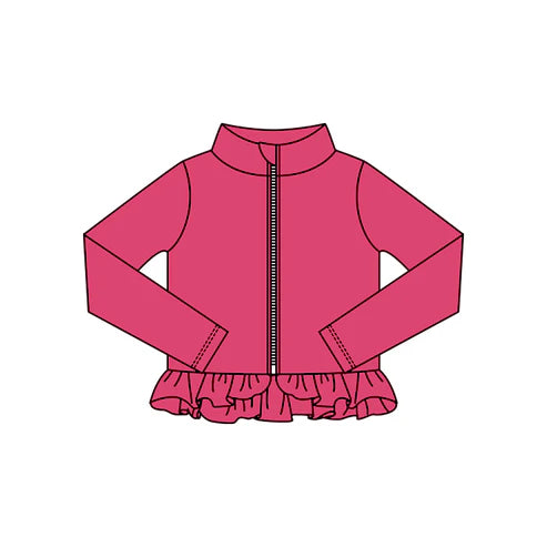 10.24 GT1337 Baby Girls Watermelon Red Ruffle Yoga Zipper Jackets Top Preorder