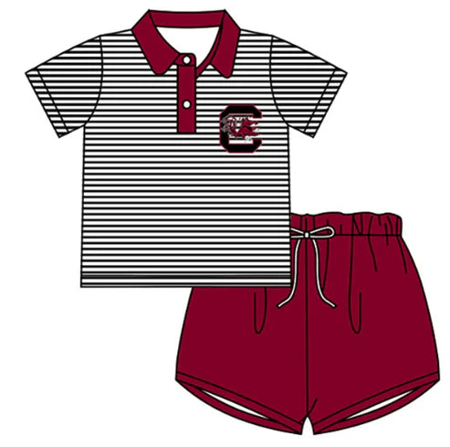 5.8 Boys custom team striped short-sleeved shorts set