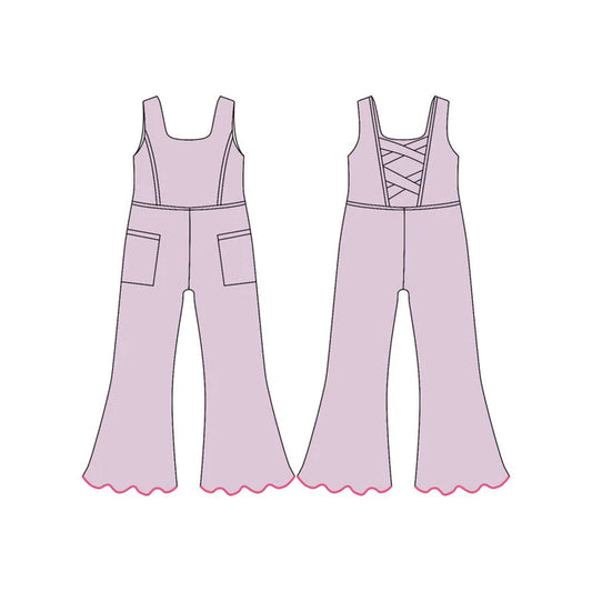 11.25 MOQ:5pcs SR3601 pre-order baby girl clothes purple yoga summer romper