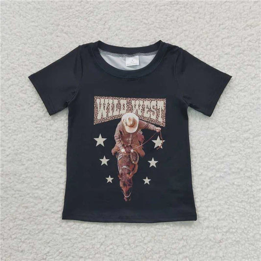 GT0152 Girls WILD WEST Riding Short Sleeve Top Black