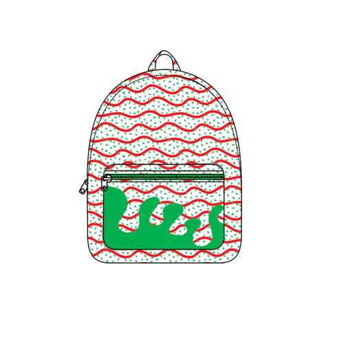 8.6 BA0346 Baby Kids Drip Christmas Trees Print Zipper School Back Bags Preorder