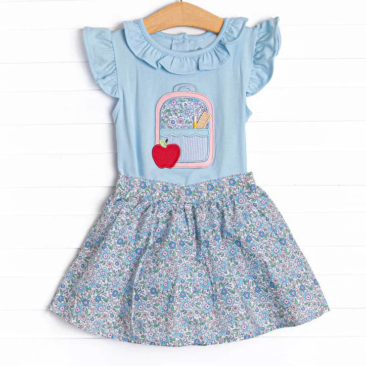 11.18 MOQ:5pcs GSD3119 pre-order toddler girl clothes bag girl back to school summer skirt set