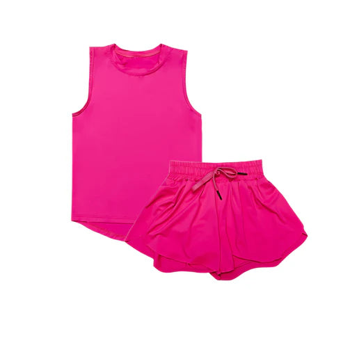 4.10  GSSO2500 Baby Girls Hot Pink Sleeveless Top Skorts Sets Preorder