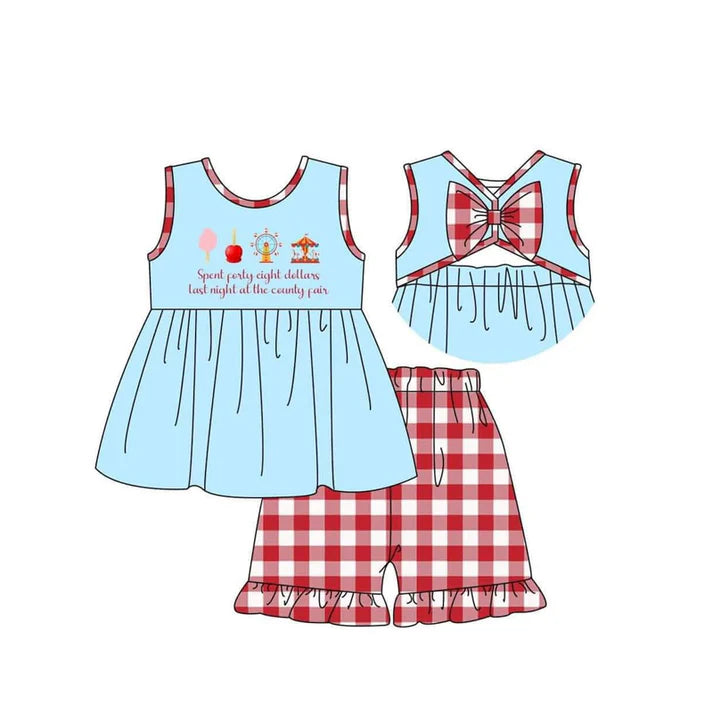 4.18 GSSO2544 Baby Girls Sleeveless Park Tunic Red Plaid Ruffle Short Set Preorder