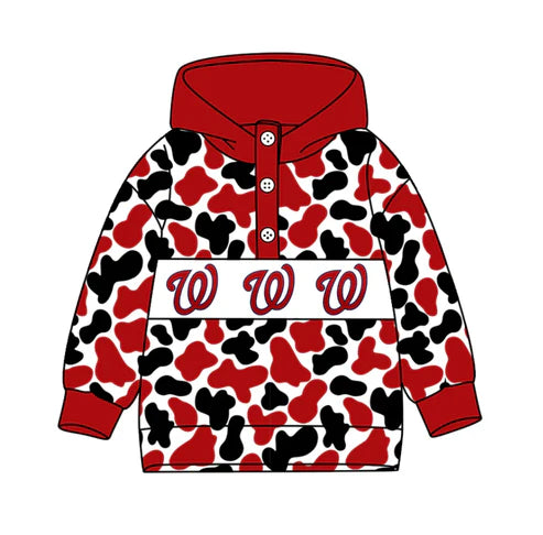 10.16   Custom Moq 8 Baby Boys Black Red Camo W Team Button Hoodies Top