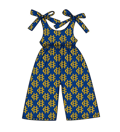 8.9 Custom Moq 5 Baby Girls Bows Strap CH Plaid Team Pant Jumpsuits