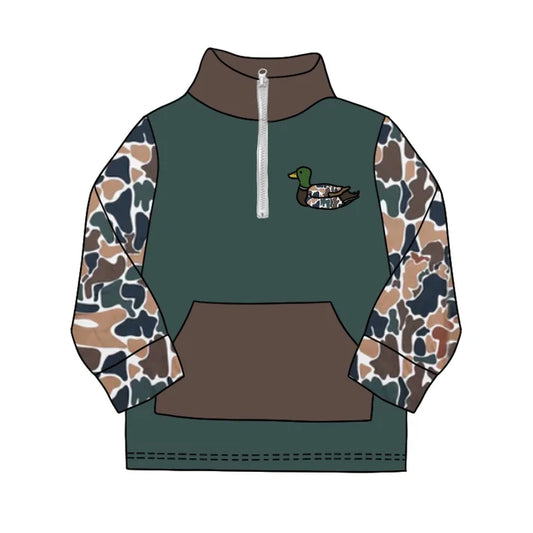 6.11 BT0927 Baby Boys Dark Green Camo Zip Duck Hunting Pullovers Tops Preorder