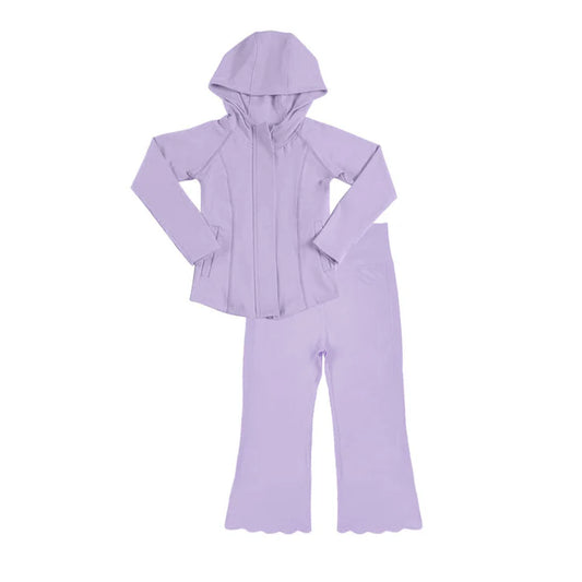 11.15 MOQ：5pcs GLP3157 pre-order toddler girl clothes purple print girl yoga winter set