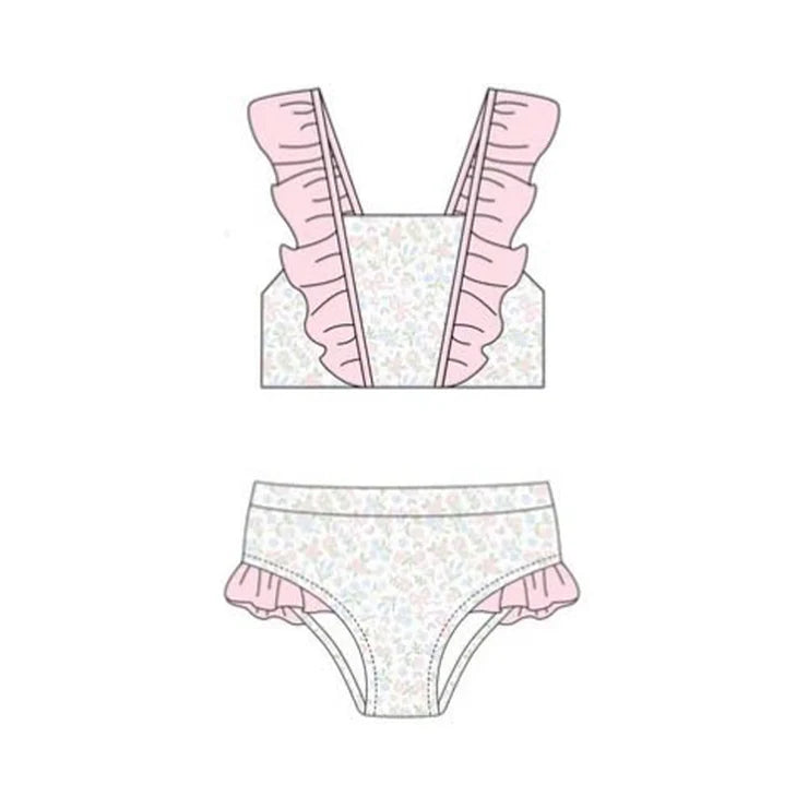 12.5 MOQ:5pcs S0653 pre-order baby girl clothes flower girl summer swimsuit beach wear