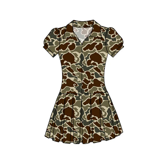 11.26 MOQ:5pcs GSD3221 pre-order toddler clothes camo girl yoga summer dress