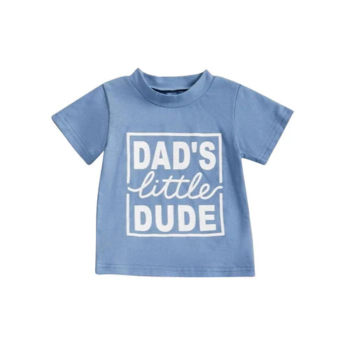 4.16 BT1222 Baby Boys Blue Short Sleeves Dad's Litter Tee Shirts Top Preorder
