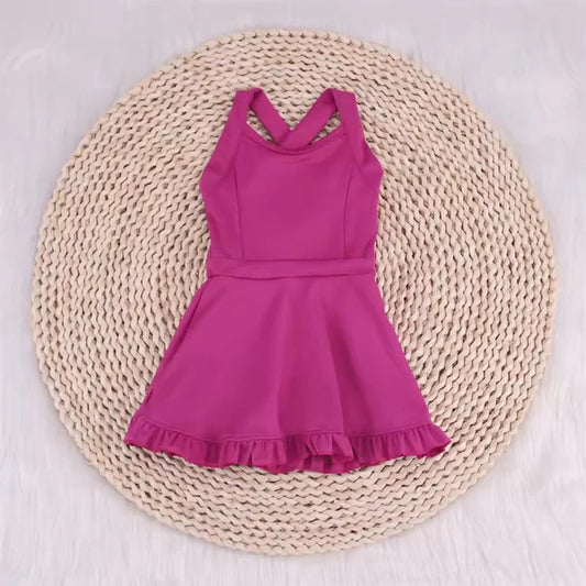 L-3.6 S0441 Solid color purple tracksuit swimsuit dress