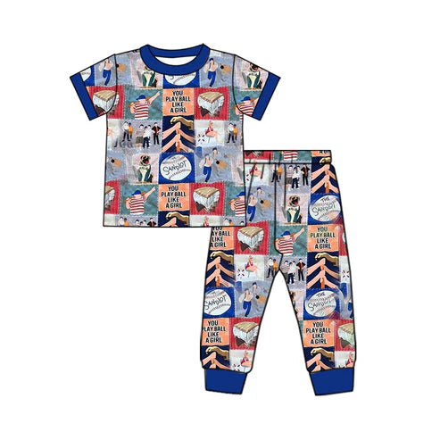 BSPO0540 Baby Boys Baseball Play Tops Pants Pajamas Clothes Sets Preorder