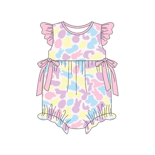 12.22 MOQ:5pcs SR3830 pre-order baby girl clothes camo print toddler girl easter summer bubble