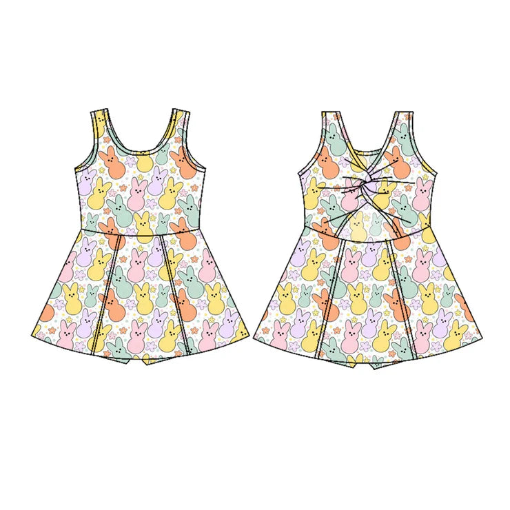 11.7 MOQ：5pcs GSD3050 pre-order toddler clothes rabbit girl easter yoga summer dress