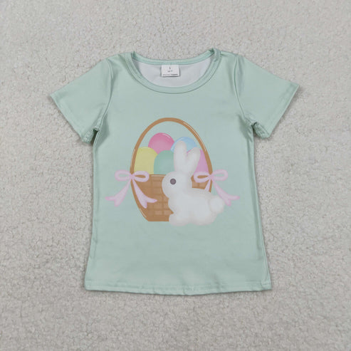 11.26 GT1396 Baby Girls Short Sleeve Rabbits Eggs Easter T-shirts Top