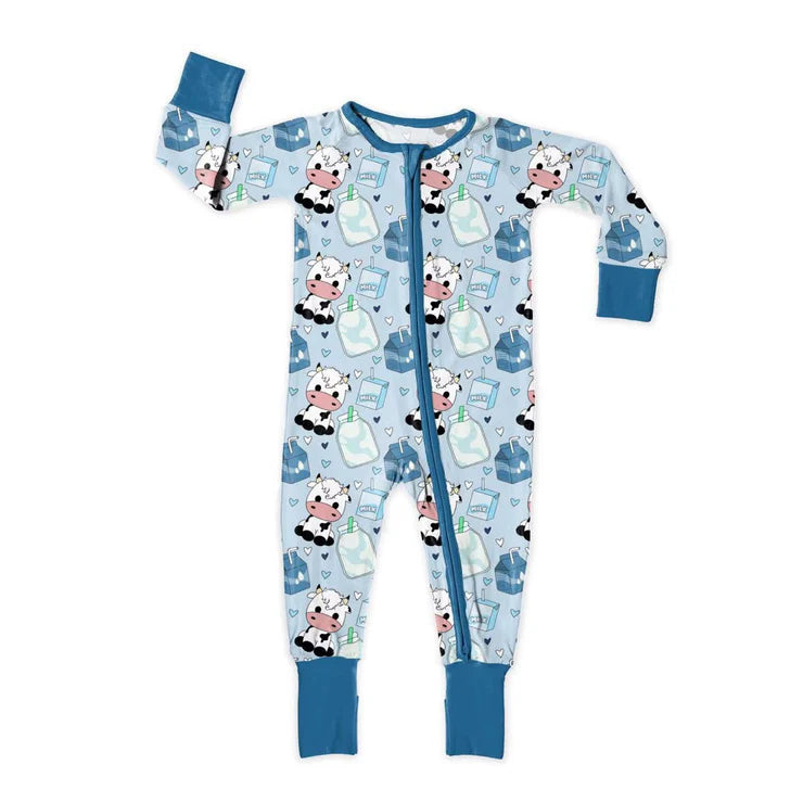 11.28 MOQ:5pcs LR2934 pre-order baby boy clothes milk cow toddler boy winter romper
