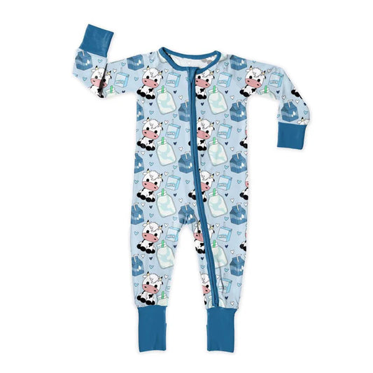 11.28 MOQ:5pcs LR2934 pre-order baby boy clothes milk cow toddler boy winter romper