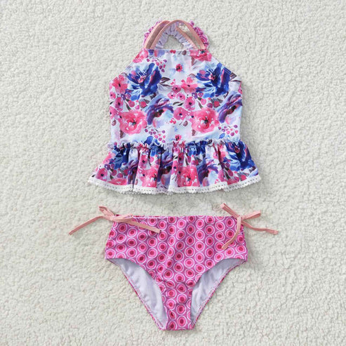 S0156 Floral Lace Lace Rose Swimsuit Set