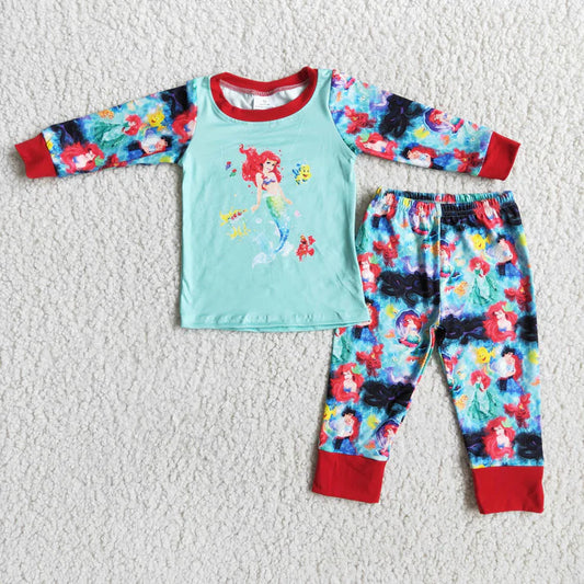 6 A1-11 cartoon long sleeve pants pajamas set