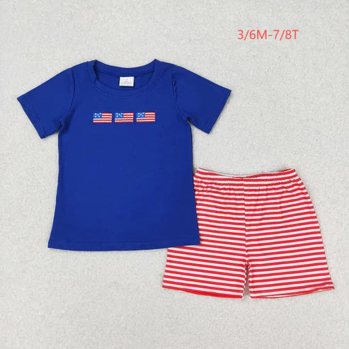 4.19  Sibling Embroidery Baby Boys 4th Of July Shirt Shorts Summer Outfits