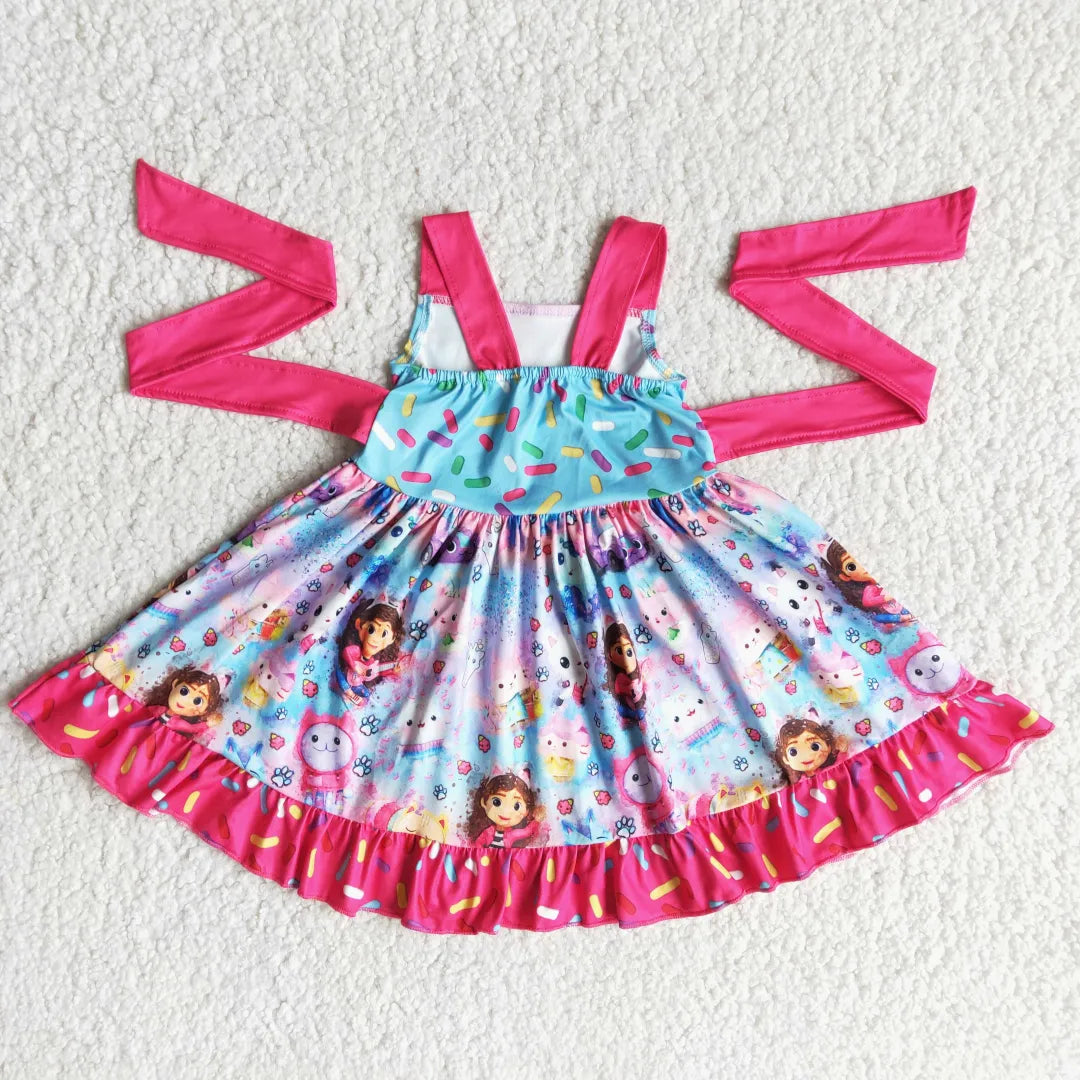 3.21 E14-2 GIRL CLOTHES CARTOON SUMMER SLEEVELESS HOT PINK DRESS--PROMOTION 2025.3.15 $2.99