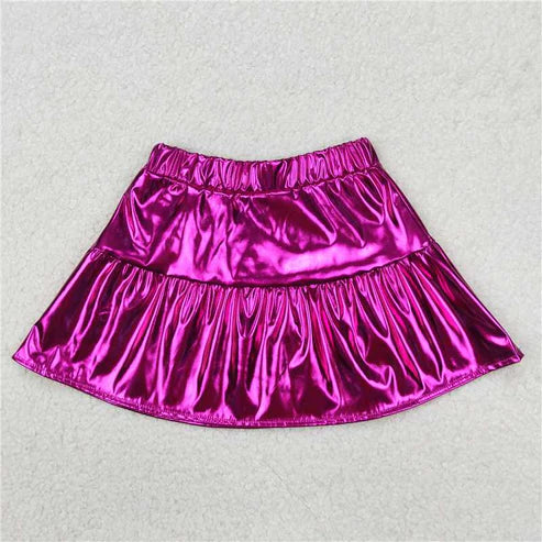 5.9 3 Colors Sibling Baby Girls Leather Metallic Skirts Bottoms