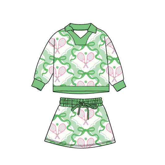 11.7 MOQ：5pcs GLD1471 pre-order baby girl clothes tennis print toddler girl skirt outfit