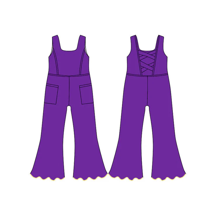 11.25 MOQ:5pcs SR3599 pre-order baby girl clothes purple yoga summer romper