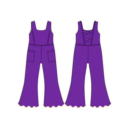 11.25 MOQ:5pcs SR3599 pre-order baby girl clothes purple yoga summer romper