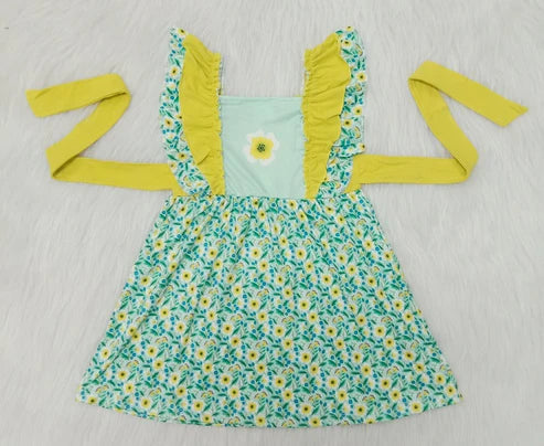 4.28 A6-21 Girls Flutter Sleeve Floral Belt Dress